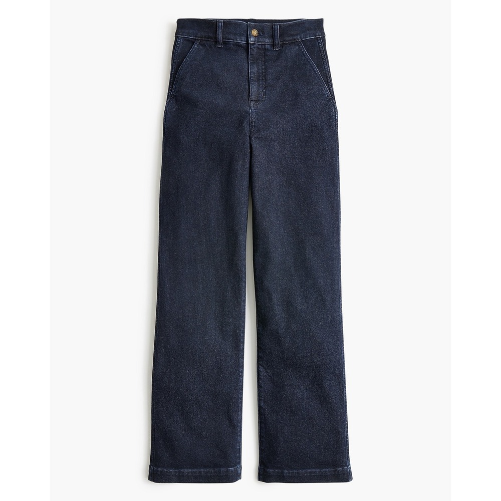 J.Crew High-Rise Trouser Jean in Deep Indigo Rinse Wide Leg Sz 27 Classic Preppy